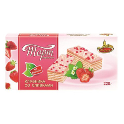 Торт Вереск вафельный Клубника со сливками на фруктозе