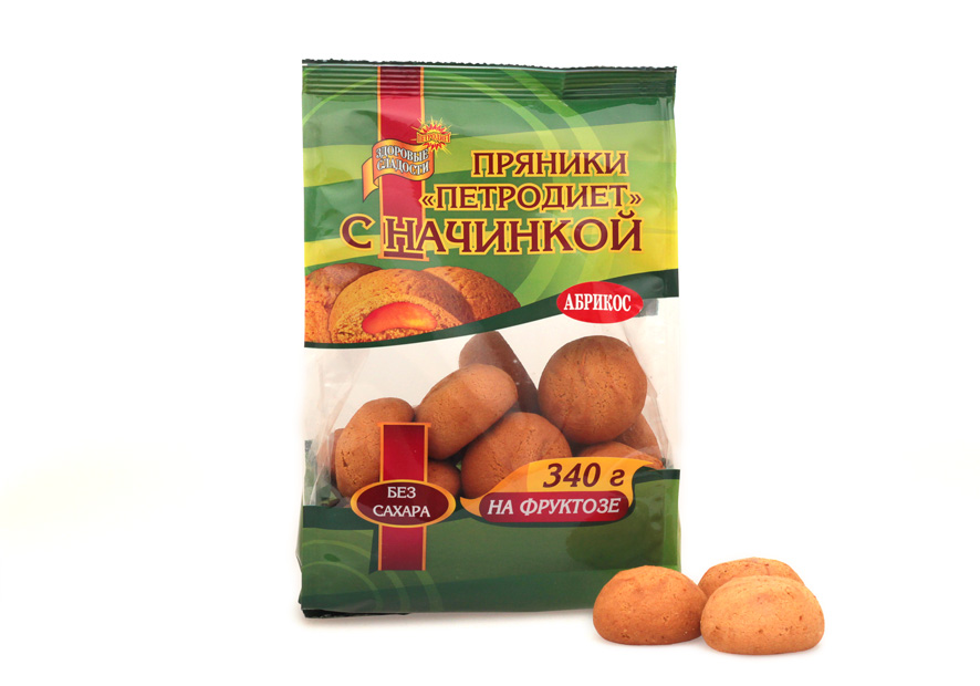 Пряники  «Петродиет» на фруктозе с абрикосовой начинкой - в магазине Моя диета