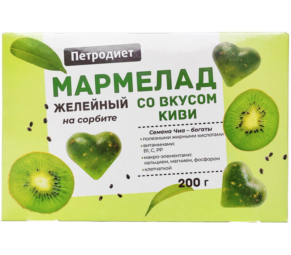 Мармелад желейный на сорбите с семенами ЧИА,со вкусом киви